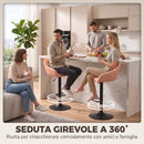 Set 2 Sgabelli da Bar Regolabili 49,5x48,5x86-108 cm con Schienale e Poggiapiedi in Pelle PU Marrone      