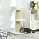 Tiragraffi per Gatti 45x45x91 cm con Lettino Rivestimento Peluche e Palo in Sisal Crema      