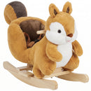 Dondolo per Bambini 1-3 Anni 60x37x58 cm a Scoiattolo con Suoni e Cintura di Sicurezza in Peluche Marrone      