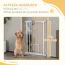 Cancelletto per Cani 74-80x104cm Regolabile Alto con Porta Piccola Bianco   