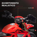 Moto Elettrica per Bambini 3-8 Anni con 12V Doppi Motori Rotelle e Clacson 3 km/h Capacità 30kg Rosso      