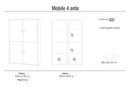 Mobile Multiuso 4 Ante 107x162x41 cm Cemento/Ossido Bianco