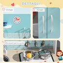 Cucina Giocattolo per Bambini 65x29x81 cm con Luci e Utensili in MDF e PP Azzurra