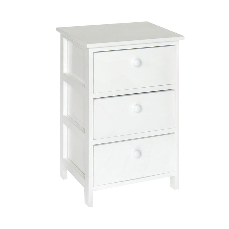 Cassetiera con 3 Cassetti in Legno Paulownia Bianco Fadi