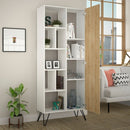 Libreria Jedda 80,6x191 cm bianca con anta rovere 