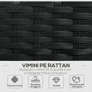 Set Salotto da Giardino Divano 2 Poltrone e Tavolino in Rattan PE Nero