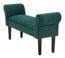 Panchetta Velvet Crema 102x31x51 cm Legno e Poliestere Verde e Nero