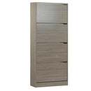 Scarpiera 4 ante 63x150x24 cm in Legno Melaminico Rovere Grigio