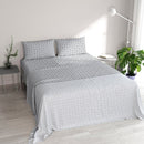 Set Lenzuola Matrimoniale con Stampa Sopra Sotto e Federe in Cotone Athena Dora Fumo