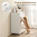 Cassettiera a Specchio Moderna 60x35x80 cm con 3 Cassetti in Pannello Truciolato e Vetro Bianca      