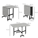 Tavolo Pieghevole Salvaspazio per 4-6 Persone con Ruote 120x80x73 cm Grigio 