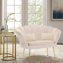 Divano salotto 122x73x78 cm 2 Posti in Velluto Seduta a Conchiglia Lola Beige