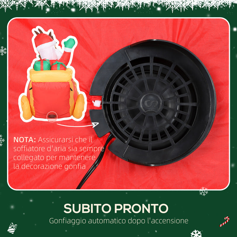 Babbo Natale Gonfiabile con Slitta e Renne da 2,4m con 6 Luci LED e Gonfiatore per Esterni e Interni      