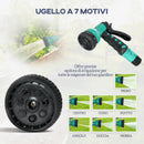 Avvolgitubo da Giardino Retrattile con Tubo dell'Acqua 30+2 m da Parete e da Manico Girevole 7 Modalità Nero      