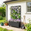 Fioriera con Grigliato per Rampicanti 90x30x160 cm a Rotelle Fori di Drenaggio in Metallo Nero      