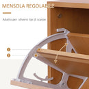 Mobile Guardaroba per Ingresso con Specchio Appendiabiti e Scarpiera Regolabile in Legno 
