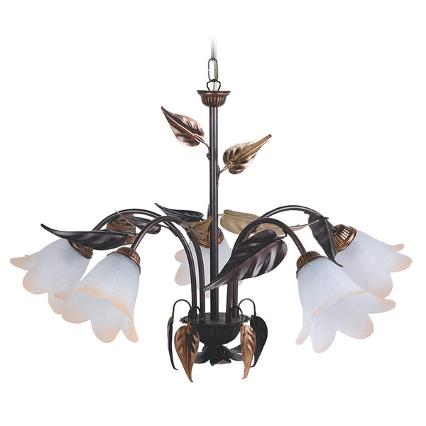 Kronleuchter 5xE14 Kupfer Brauner Rahmen Weiß Bernsteinfarbenes Glas E-Energy Giulia prezzo