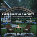 Pergola Gazebo 3x3 m con Tetto ad Arco in Metallo e Poliestere Bianco Crema      