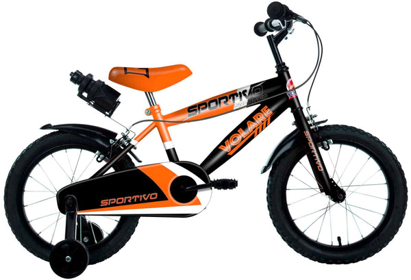 Bicicletta per Bambino 16"" 2 Freni Sportivo Arancio Neon e Nero sconto