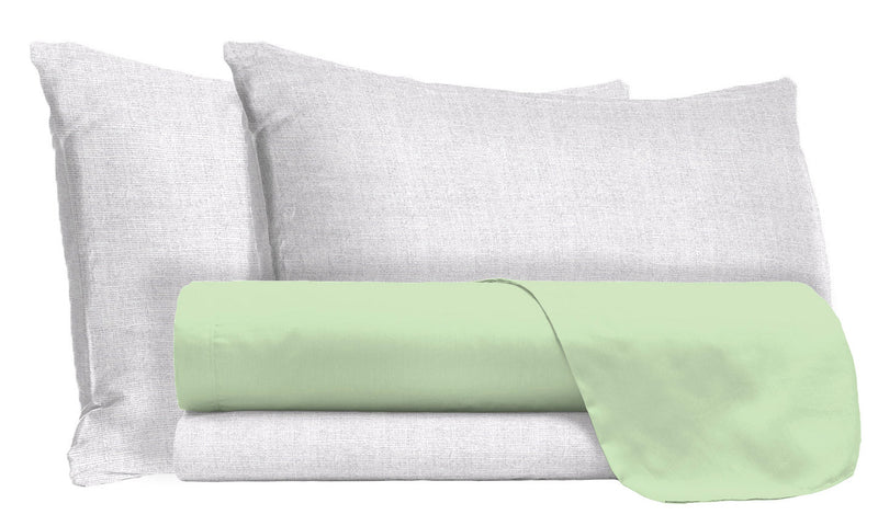 Set Lenzuola Sopra Sotto e Federe in Cotone Pistacchio Varie Misure