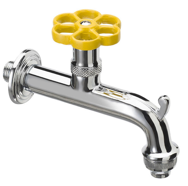 Rubinetto per Fontana da Giardino in Ottone Cromato con Ghiera in Tinta Belfer RUB/018 Giallo online