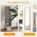 Specchio da Terra 37x157 cm Design Moderno a Figura Intera Cornice in MDF Grigio      