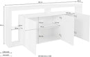 Credenza con 3 Ante e Ripiani in Vetro a Giorno 200x40x80 cm Essential 3A Bianco Lucido  