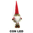 Pupazzo Gnomo in Tessuto con Led rosso cm 19x14xh56