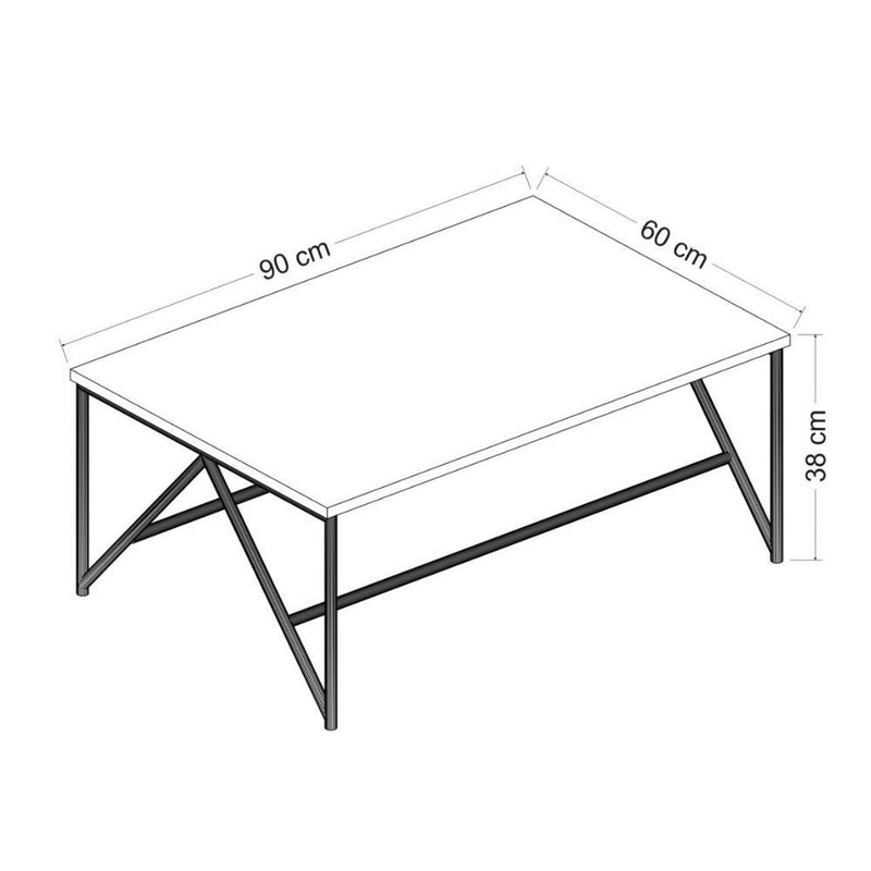 Tavolino basso da salotto 90x60x38 cm Hayesnero e noce