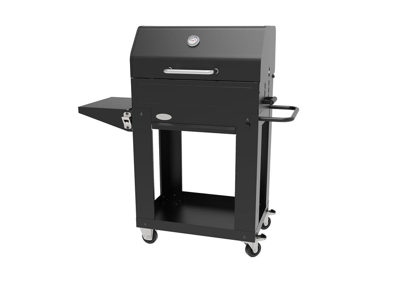 Barbecue a Carbone 110x44x120 cm con Coperchio Affumicatore in Acciaio Miranda Nero