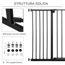 Cancelletto per Cani Estensibile con Viti e Ampia Apertura 76-107x76 cm in Metallo e Plastica Nero
