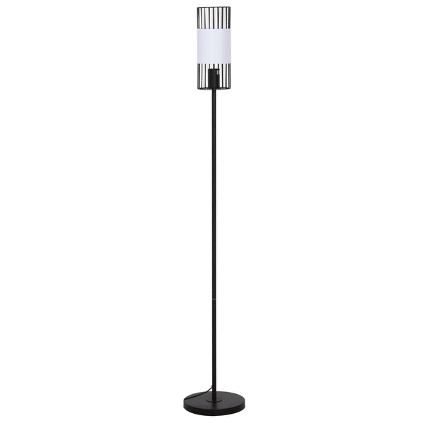 Tripod Stehlampe aus Stahl mit Lampenschirm Ø23x147,5 cm Schwarz und Weiß sconto