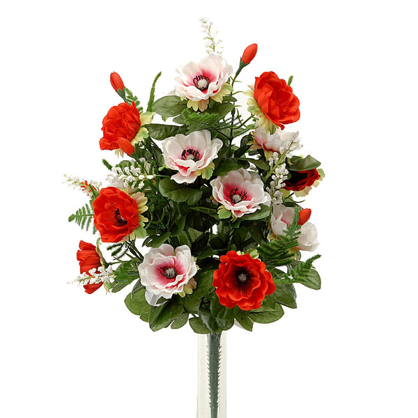 Set 2 Künstlicher Blumenstrauß, bestehend aus 14 künstlichen Anemonenblumen, Höhe 46 cm, rot acquista