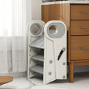 Torre Montessoriana Bambini Pieghevole 46,5x47x61,5 cm a 3 Gradini Regolabili con Maniglia e Superficie Antiscivolo in HDPE Grigio      