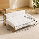 Divanetto per Cani e Gatti Rialzato 70x47x30 cm con Copertura Rimovibile e Piedini Antiscivolo in Peluche e MDF Bianco      