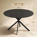 Tavolo da Pranzo Rotondo Stile Industriale Ø120x75 cm con Piano in Truciolato e Gambe a Croce in Acciaio Nero      