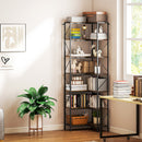 Libreria Angolare Stile Industriale a 7 Livelli 60x60x198 cm in Legno e Acciaio Marrone Rustico   