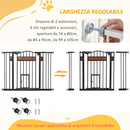 Cancelletto per Cani di Taglia Media e Piccola 74-105x76,2 cm con Chiusura Automatica Nero      