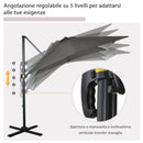 Ombrellone da Giardino Decentrato 245x245x248 cm in Alluminio Grigio