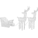Slitta e Renne Natalizie 3D Luminose 240 LED da Esterno a Batteria in Plastica e Metallo Bianco Caldo      