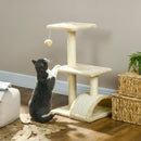 Tiragraffi per Gatti Albero a 3 Livelli 40x35x72 cm in Peluche e Sisal Crema  