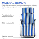 Set 2 Sdraio Pieghevoli 60x75x102 cm con Schienale Regolabile a 5 Livelli in Acciaio e Poliestere Blu e Crema      