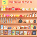 Cucina Giocattolo per Bambini 3-6 Anni con 92 Accessori 44,5x24x79 cm in PP e ABS Verde      