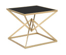 Comodino Piramid 50x50x45 cm in Ferro e Vetro Nero e Oro