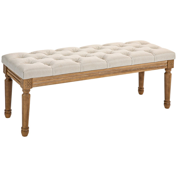 Panca Fondoletto Seduta Trapuntata a Bottoni 120x41x48 cm Crema online