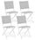 Set 4 Sedie Pieghevole da Giardino 47x57x88h cm Elin Bianco