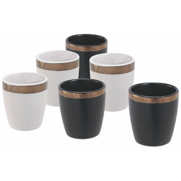 Set 6 Likörbecher Liquorini Naima Weiß und Schwarz aus Steinzeug Villa d'Este Home Tivoli Weiß und Schwarz prezzo