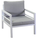 Set Salotto da Giardino Divano 2 Poltrone e Tavolino in Alluminio New Irvine Bianco