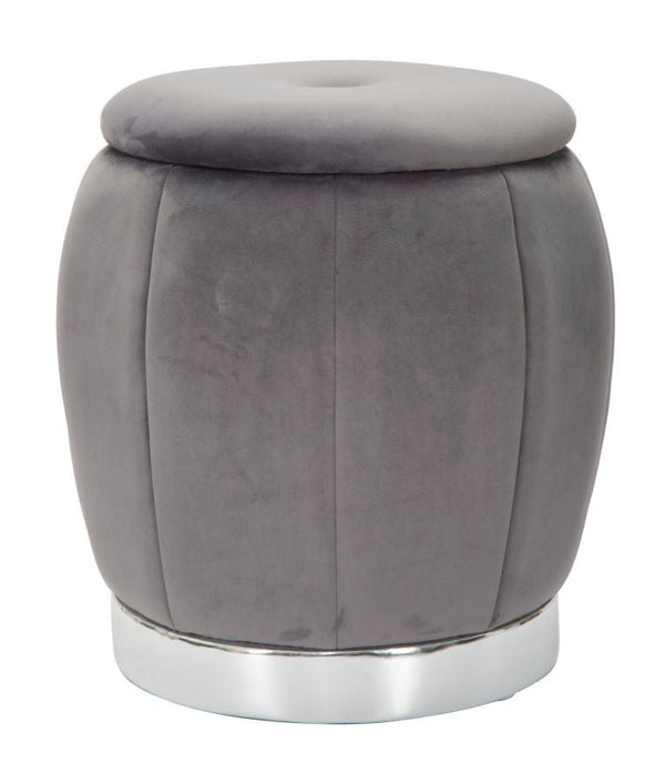 acquista Puff Container Paris Ø43x43 cm aus Schwammholz und grauem und silbernem Polyester
