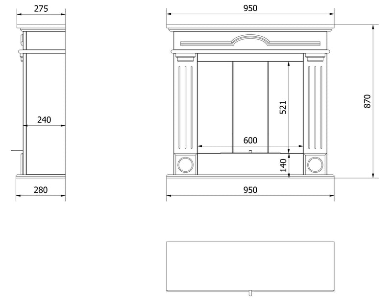 Camino a Bioetanolo da Pavimento 95x28x87 cm Flig San Jose Light Bianco